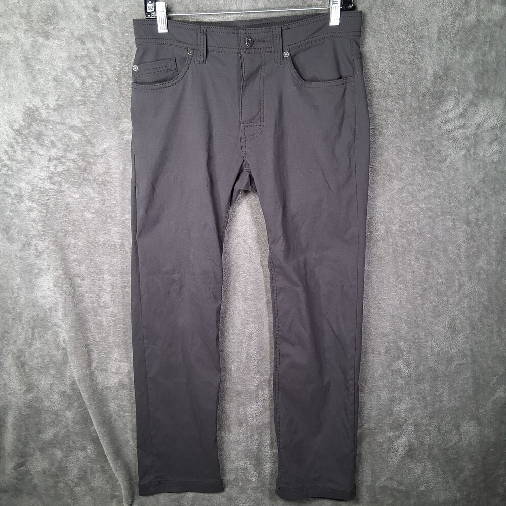 Prana Brion I Pants Men's 30x29 Charcoal Grey Slim Fit Nylon Stretch